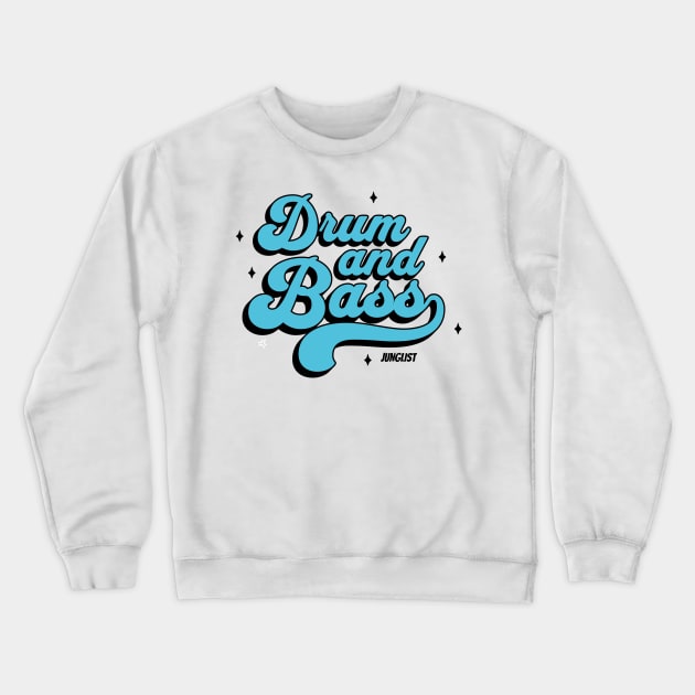 DRUM AND BASS  - Junglist Signature Font (Black/Blue) Crewneck Sweatshirt by DISCOTHREADZ 